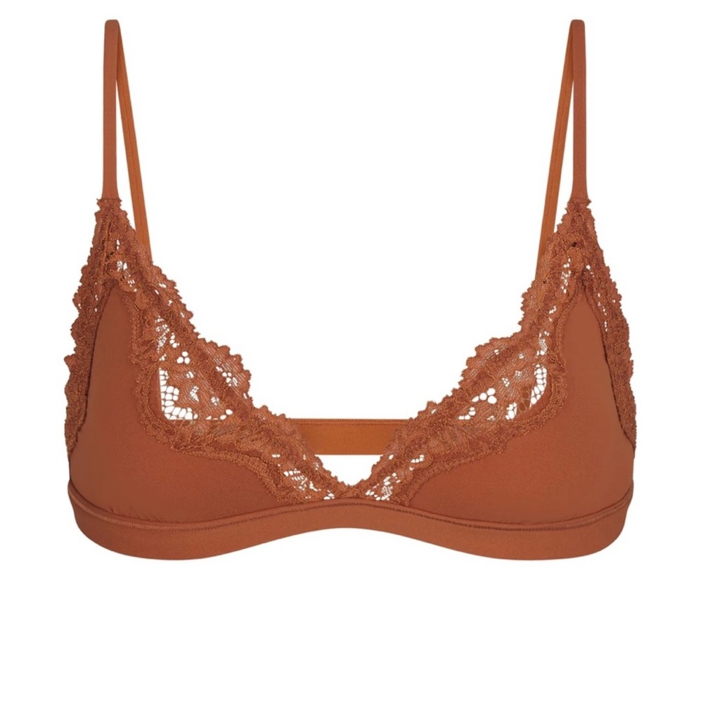 Skims Fits Everybody Triangle Lace Bralette-Bronze-4X-NWT-Plus Size